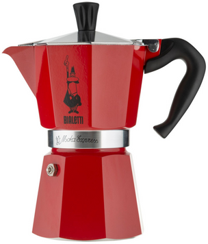 Гейзерна кавоварка Bialetti Moka Express 270 мл. 6 чашок Червона 14242 фото