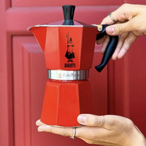 Гейзерна кавоварка Bialetti Moka Express 270 мл. 6 чашок Червона 14242 фото