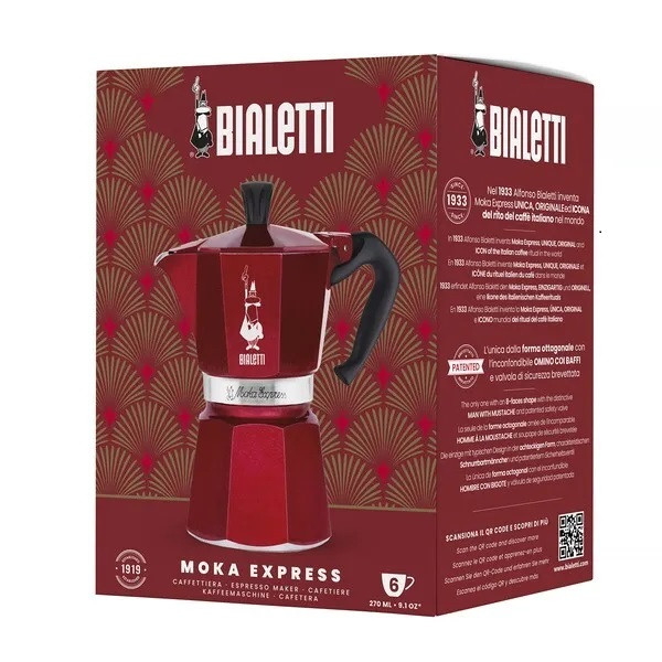 Гейзерна кавоварка Bialetti Moka Express 270 мл. 6 чашок Deco Glamour 0009900 фото