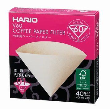 Фільтри Hario V60 01 40 шт. BOX Натуральні VCF-01-40M фото